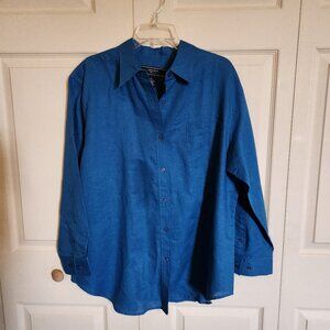 Jones Wear Blue Linen Blouse
